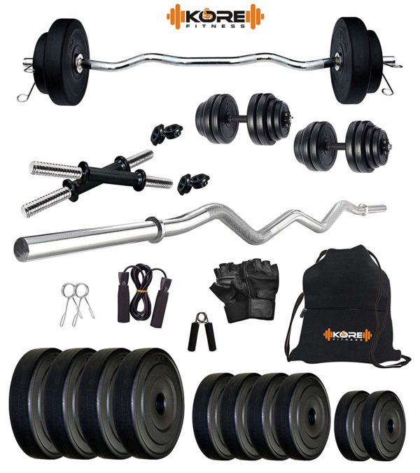 Kore K PVC 20kg Combo 3 Leather Home Gym and Fitness Kit Monokart.in